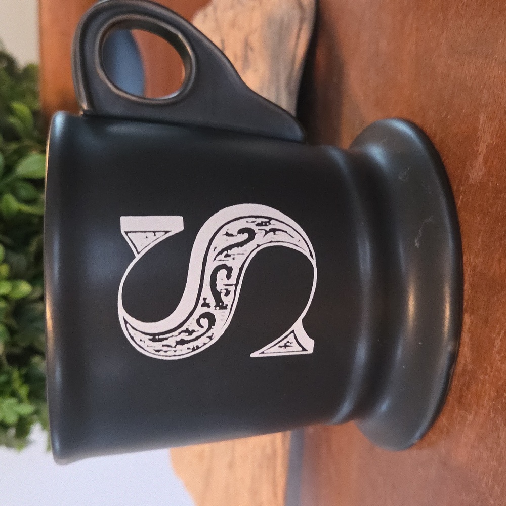 ANTHROPOLOGIE Noir Monogram Mug, Letter "S"